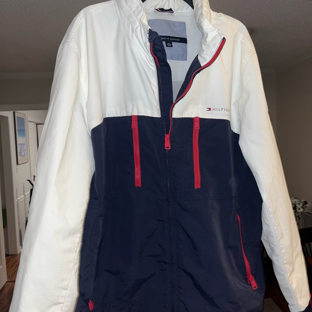 Tommy Hilfiger Navy and White Raincoat